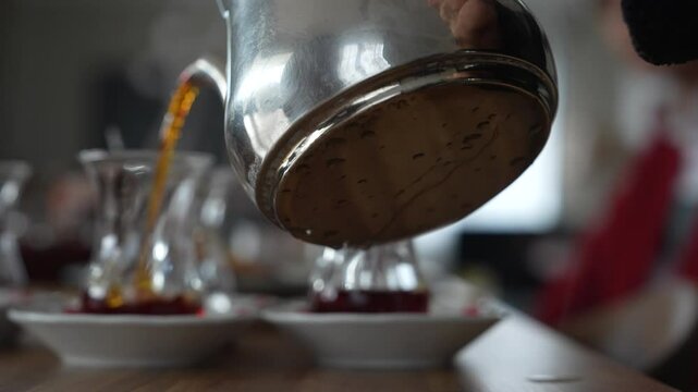 Turkish Tea (T&uuml;rk &Ccedil;ayı) in the Turkish Breakfast Video, &Uuml;sk&uuml;dar Istanbul, Turkiye (Turkey)