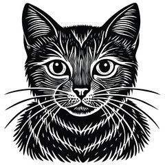 Black and white cat vector illustration silhouette art
