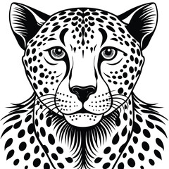 Majestic wild leopard vector illustration depicts a spotted feline predator