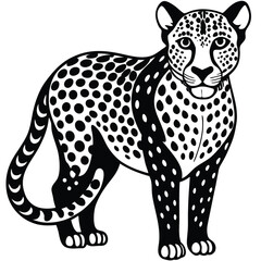 Majestic wild leopard vector illustration depicts a spotted feline predator