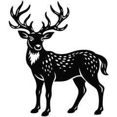 Wild deer silhouette vector illustration mammal