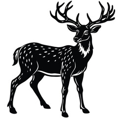 Wild deer silhouette vector illustration mammal