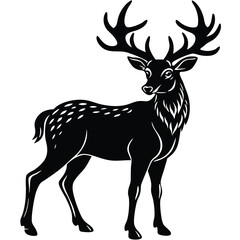 Wild deer silhouette vector illustration mammal