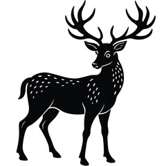 Wild deer silhouette vector illustration mammal