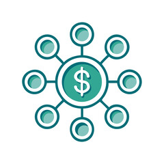 Obraz premium Crowdfunding Icon with Dollar Sign on Circular Design 