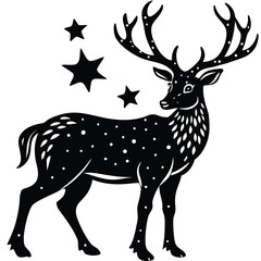 Wild deer silhouette vector illustration mammal