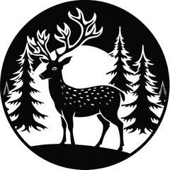 Wild deer silhouette vector illustration mammal