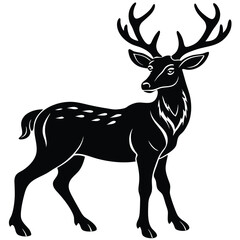 Obraz premium Wild deer silhouette vector illustration mammal