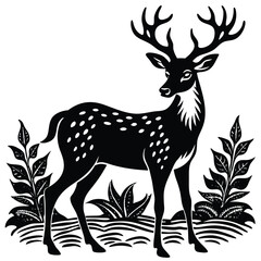 Wild deer silhouette vector illustration mammal