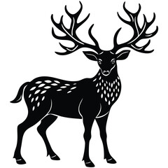 Wild deer silhouette vector illustration mammal