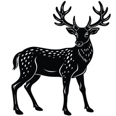 Wild deer silhouette vector illustration mammal