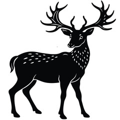 Wild deer silhouette vector illustration mammal