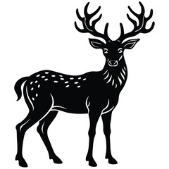 Fototapeta premium Wild deer silhouette vector illustration mammal
