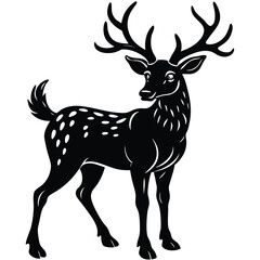 Wild deer silhouette vector illustration mammal
