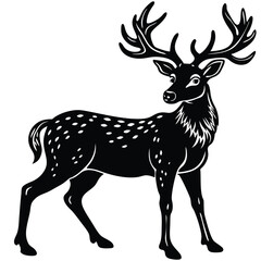 Wild deer silhouette vector illustration mammal