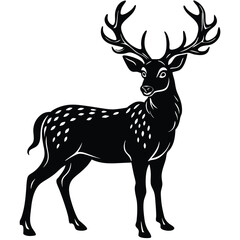 Fototapeta premium Wild deer silhouette vector illustration mammal