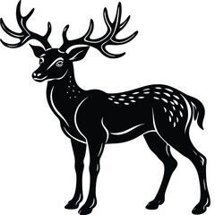 Wild deer silhouette vector illustration mammal