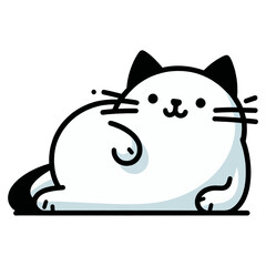 Relaxed Chonky Cat – Funny Minimalist Kitty