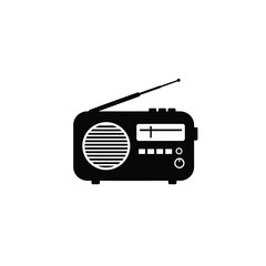 Black And White Retro Radio Receiver Broadcast Technology Flat Vector Design