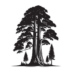 Redwood Tree Vector Silhouette, Majestic Evergreen Tree Outline, Nature-Inspired Clipart for Wall Art, Logos, Stickers, Apparel, Digital Prints, Crafts, Posters, and Home Decor.