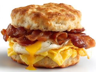 Delicious Breakfast Biscuit Sandwich with Bacon and Egg