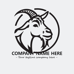 Head of goat illustration black and white for logo company vector image
