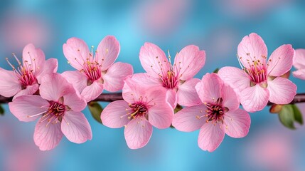 Naklejka premium Delicate pink blossoms in soft focus