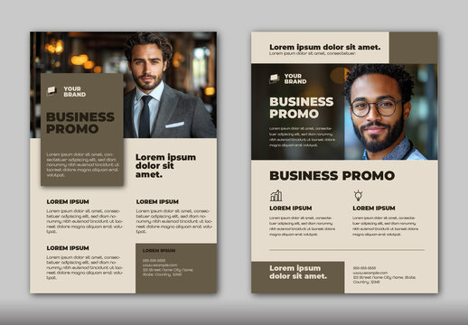 Brown And Beige Corporate Business Promotion Flyer Template