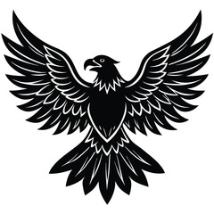 Black eagle silhouette vector illustration features tribal wing design