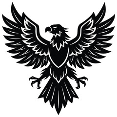 Black eagle silhouette vector illustration features tribal wing design