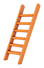 Orange wooden ladder against transparent background, minimal design concept