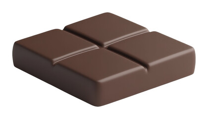 Obraz premium Delicious dark chocolate square with glossy texture on transparent background