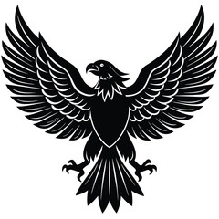 Black eagle silhouette vector illustration features tribal wing design