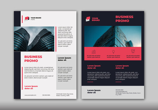 Blue And Red Minimalist Corporate Promotion Business Flyer Template