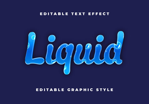 Blue Liquid Script Font Bubbly Wet Transparent Text Effect