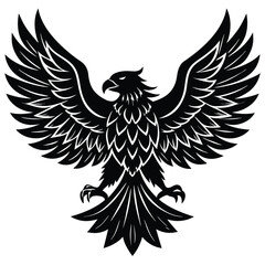 Black eagle silhouette vector illustration features tribal wing design