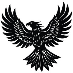 Black eagle silhouette vector illustration features tribal wing design