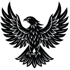 Black eagle silhouette vector illustration features tribal wing design