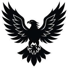 Fototapeta premium Black eagle silhouette vector illustration features tribal wing design