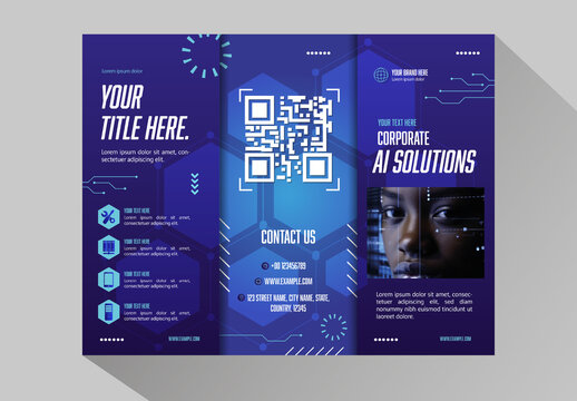 Blue Corporate Futuristic Technology Solutions Brochure Template