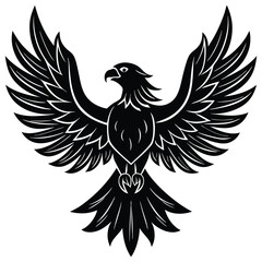 Black eagle silhouette vector illustration features tribal wing design