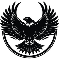Black eagle silhouette vector illustration features tribal wing design