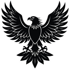 Obraz premium Black eagle silhouette vector illustration features tribal wing design