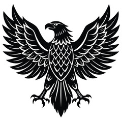 Black eagle silhouette vector illustration features tribal wing design