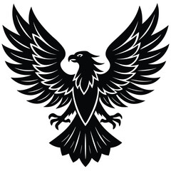 Black eagle silhouette vector illustration features tribal wing design