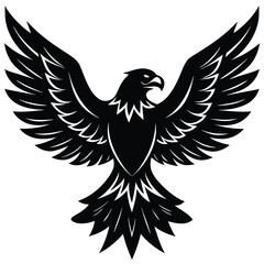 Black eagle silhouette vector illustration features tribal wing design