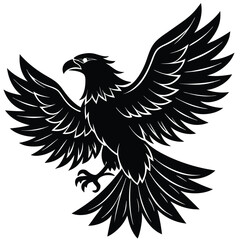 Black eagle silhouette vector illustration features tribal wing design
