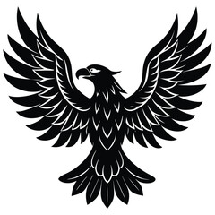 Black eagle silhouette vector illustration features tribal wing design