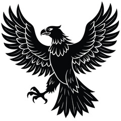 Black eagle silhouette vector illustration features tribal wing design