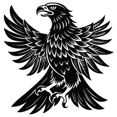 Black eagle silhouette vector illustration features tribal wing design